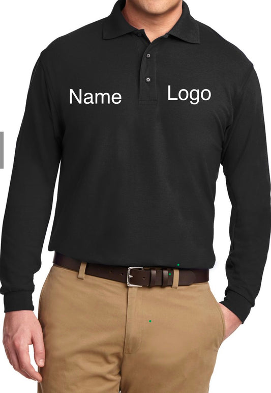Custom Double Chest Embroidered Polo - Long Sleeve