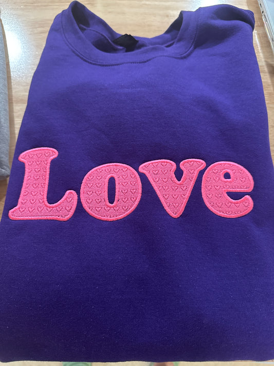 Love Sweatshirt with Heart Stitches