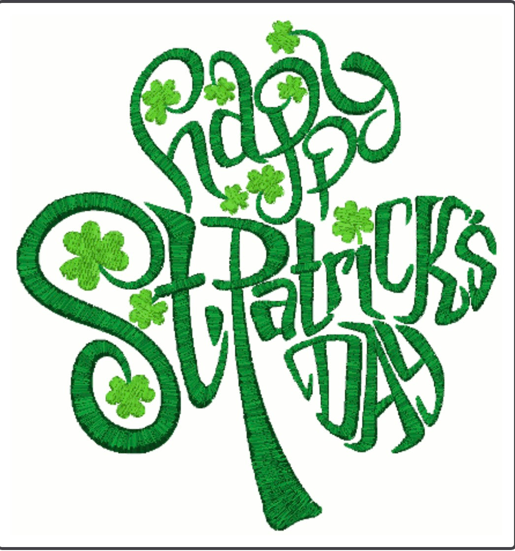 Happy St. Patrick’s Day Embroidered Design