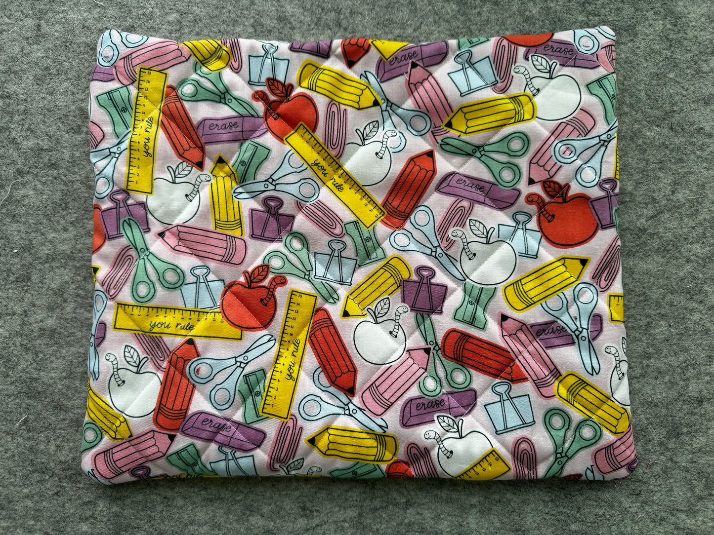 Quilted Pouch - School Supply Themed