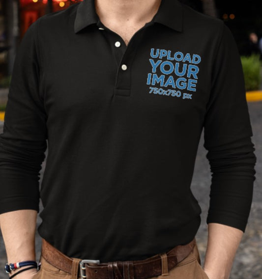Custom Single Chest Embroidered Polo - Long Sleeve